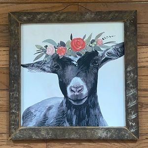 Goat with Floral Crown Wall Decor